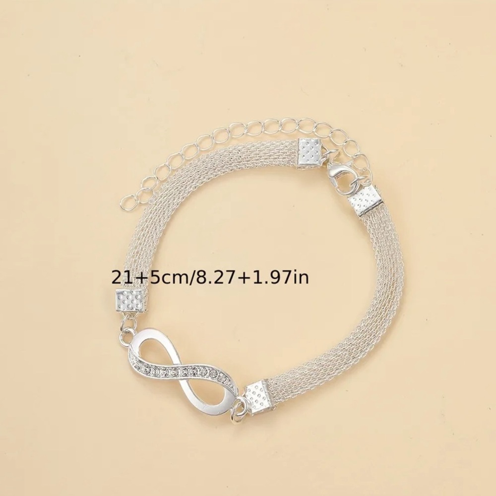 🐘 Stainless Steel Infinity Rhinestone Anklet - Picture 3 of 8